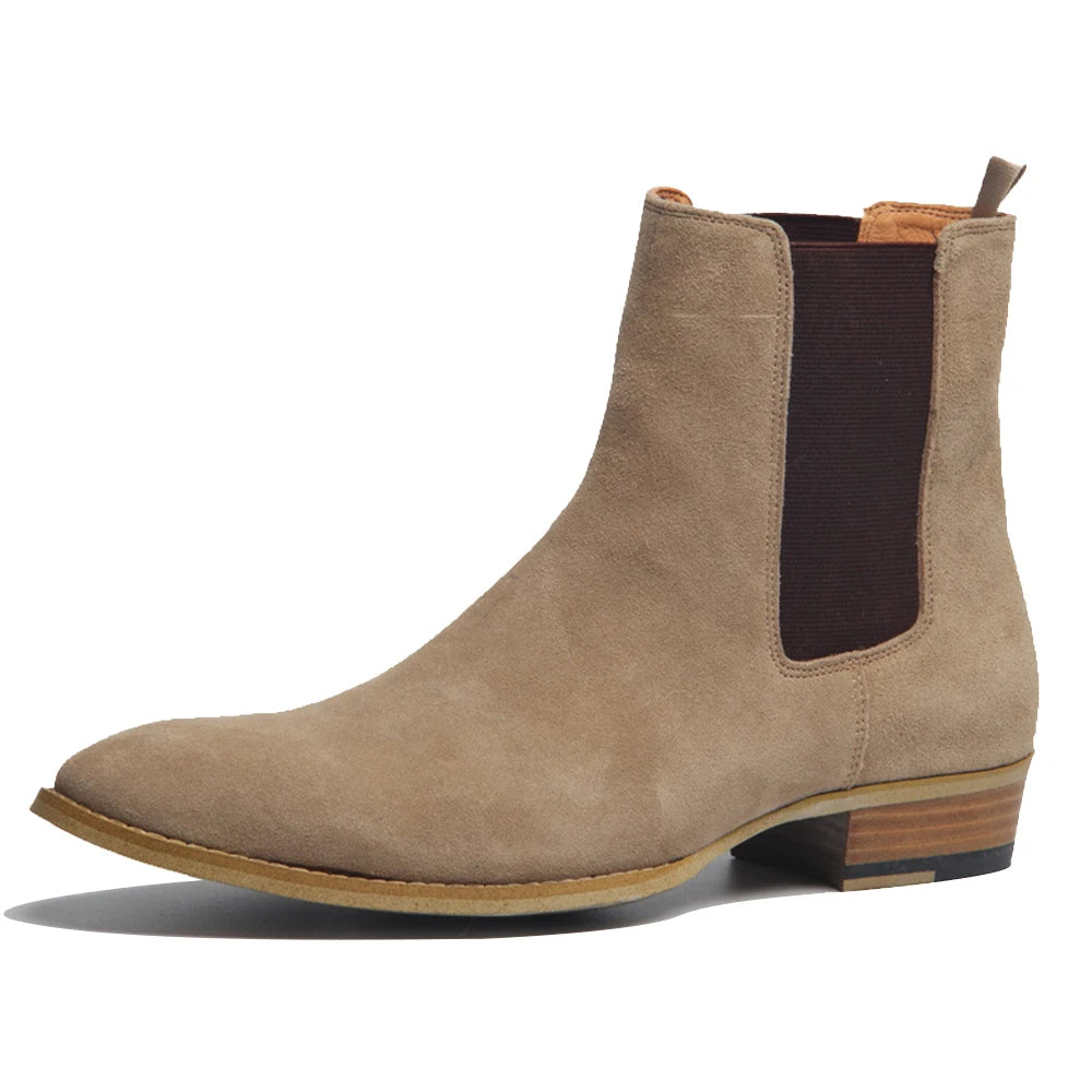 Elegant Men's Chelsea Genuine Leather Chelsea Boots Breathable Comfortable Top Grade Cowhide Business Shoes Cowboy Boots