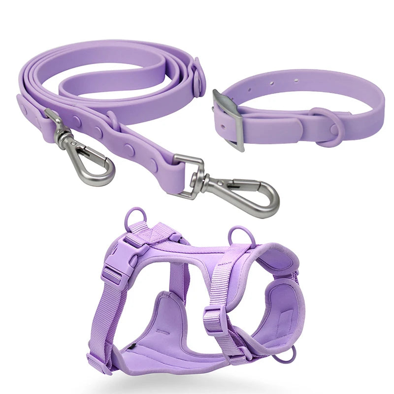 Custom Pvc Dog Harness Leash Collar Set Durable Breathable Waterproof Adjustable Dog Harness Set