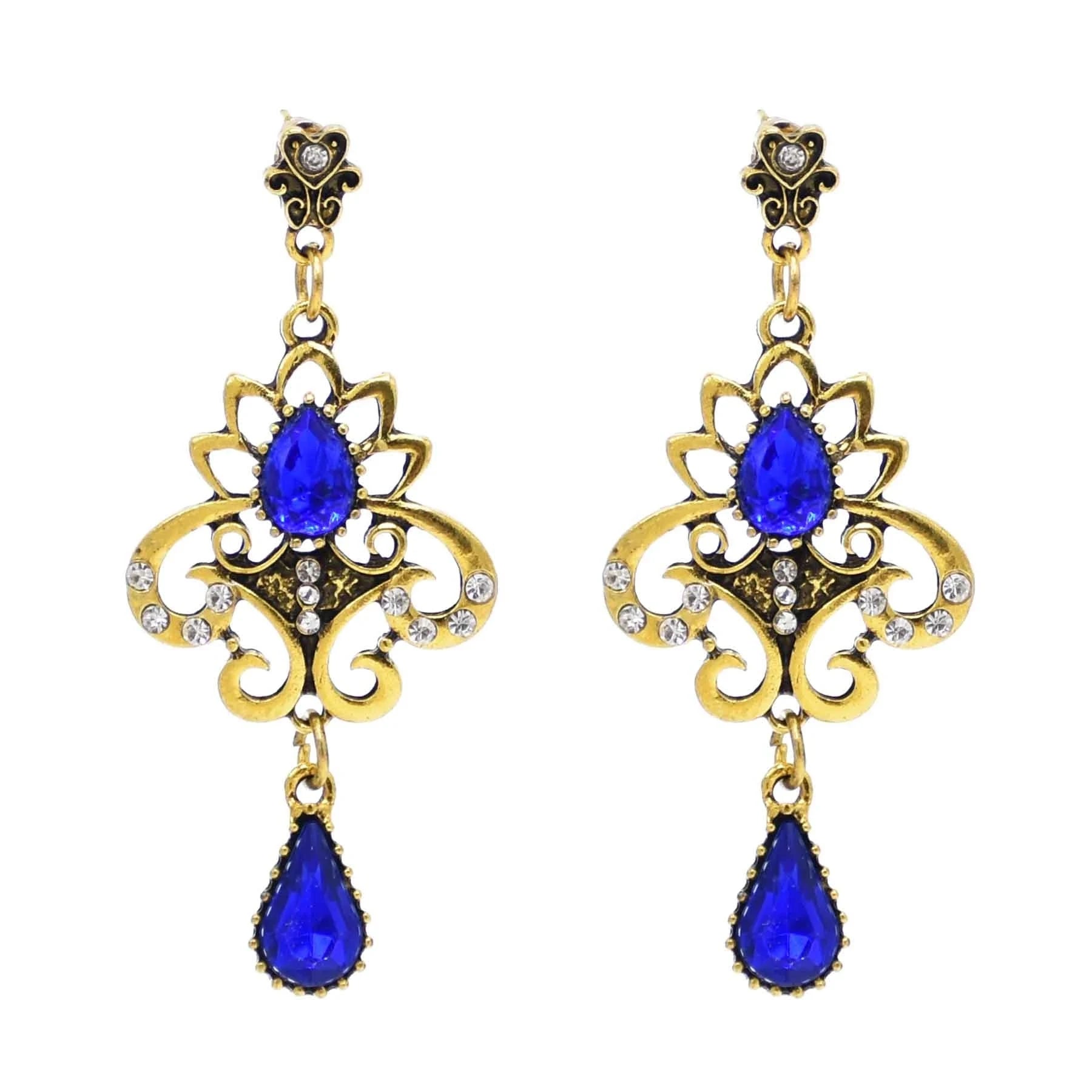 Rhinestones Women Drop Earrings Pendant Bohemian Ethnic Charms Earrings