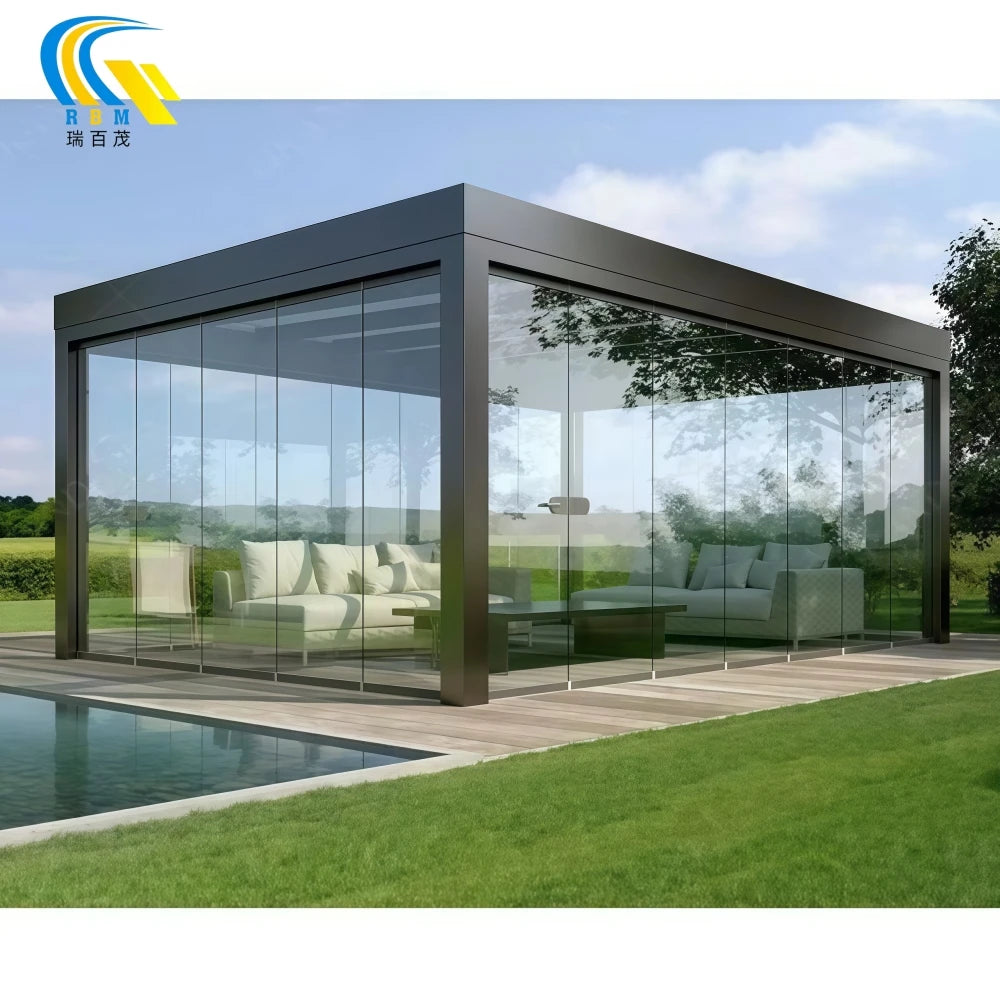 Hot Sale Electric Terrace Cover Gazebo Waterproof Louver Roof Modern Design Outdoor Aluminium Pergola