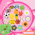 Customizable PVC Beach Bag Charm Big Size Rainbow Sports Flowers and Number Rubber Button Accessory for Bus & Beach