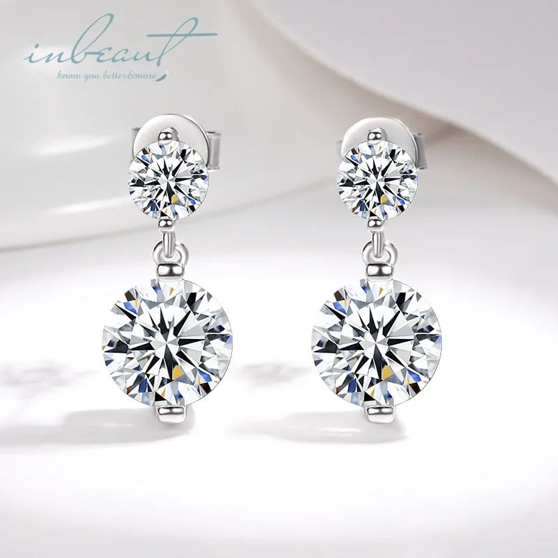 Silver 925 Original Total 5 Carat Round Brilliant Cut Diamond Test Past D Color Moissanite Stud Earrings for Wedding