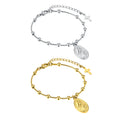 N&S Trendy Stainless Steel Virgin Mary Cross Oval Medal Bead Chain Bracelet Religious Catholic Jewelry Gift for Women