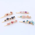 Women Girls 6 Styles Bling Rhinestone Golden Metal Colorful Bang Slides Accessories Floral Curved Bobby Pins Flower Hair Pin