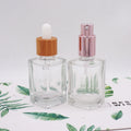 30ml square Glass 20ml Serum Bottle with Rose Gold Fine Mist Lid