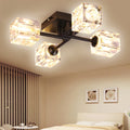 Modern Luxury 4-Square Crystal LED Ceiling Light Fixture Small Size G9 Bulb Bedroom Lamp Chandelier for High Ceilings