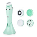 Portable Usb Charging Seat 4 in 1 Silicone Facial Cleansing Brush Electric Vibration Massage Facial Exfoliating Face Brush