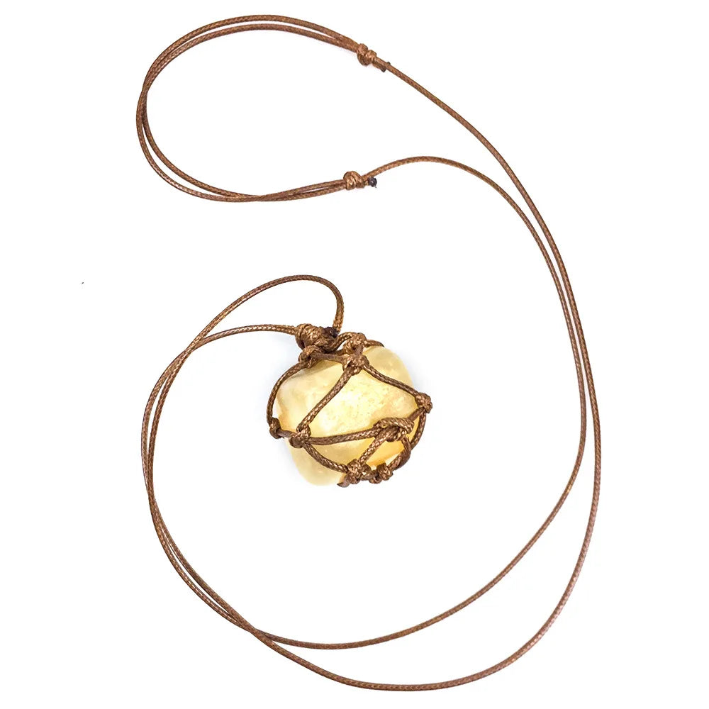 HZ Wholesale Crystal Beautiful Yellow Jade Tumbled Shape Tree of Life Pendant Necklace for Gifts Jewelry