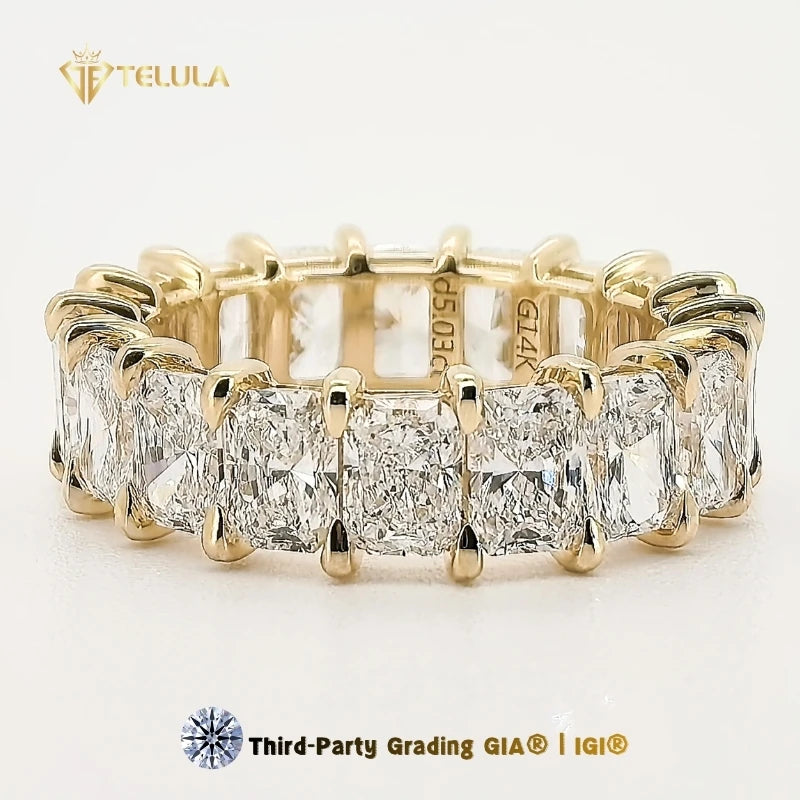 Custom Radiant Cut Eternity Band Wedding Band 14K Real Gold IGI Certified Synthetic Diamond Ring