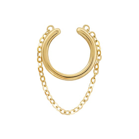 Pure Gold Earrings Non Pierced Cuff Hoop Earring Clip With Cuff Chain for Girl