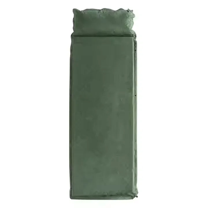 Self-Inflating Foldable Fully Bonded PVC Sleeping Mattress Pad 2 Plastic Valves Outdoor Camping Hiking Air Mat Home Use