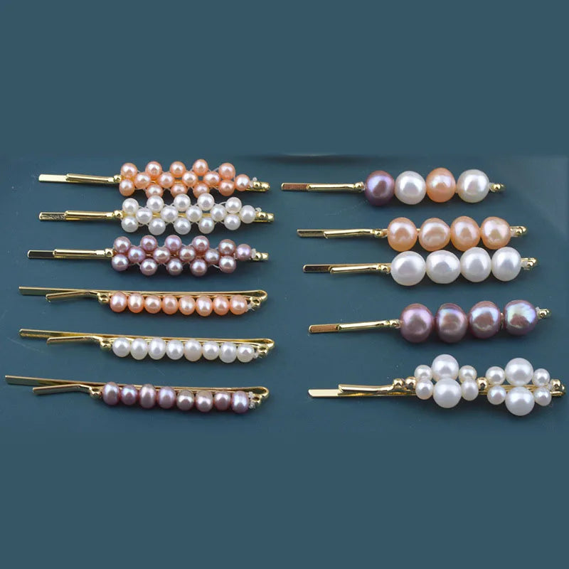 High Quality Wholesales Pearl Bobby Pin New Women Baroque Handmade Natural Freshwater Pearl Hair Clipsreal 18K Gold Plating