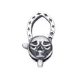Punk Oxidized Sterling Silver Skull Pendant Clasp Cool Closures Lobster Claw Clasp for Men's Bead Charm Bracelets