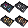 Hot Sale 5-piece Flatware Set Stainless Steel Knife Fork Spoon and Tea Spoon Wedding Silverware Gold Cutlery Set with Gift Box