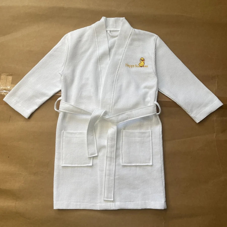 Multi Colors Soft Absorbent Cotton Children Spa Robes Embroidered Waffle Weave Kids Bathrobes