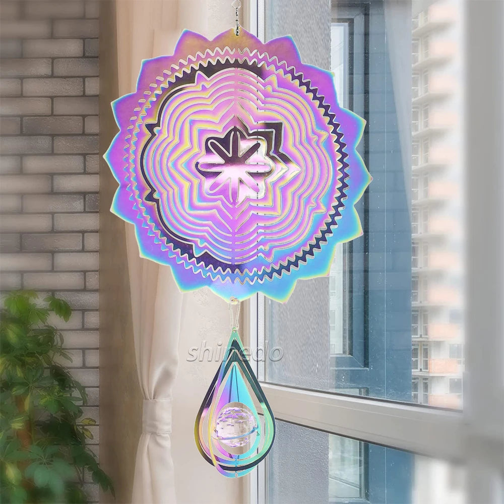 Metal Mandala 3D Wind Spinner Outdoor Garden Suspension Power for Outdoor Indoor Garden Decoration
