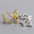 Wholesale Fashion Jewelry 925 Sterling Silver Plain Five Star Shape Gold Plated Hoop Earring Jewelry for Women