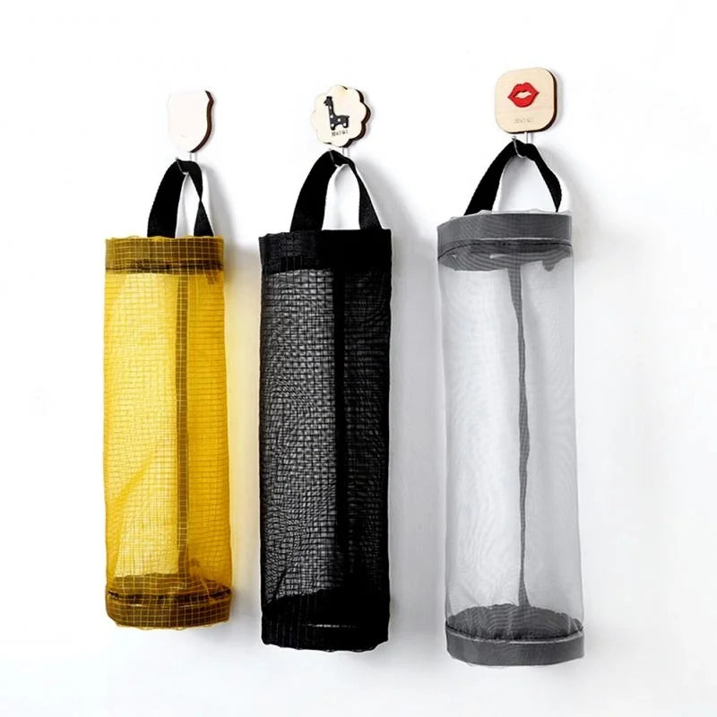 Breathable Mesh Garbage Bag Organizer Wall Mount Portable Hanging Multi-functional Save Space Modern for Kitchen