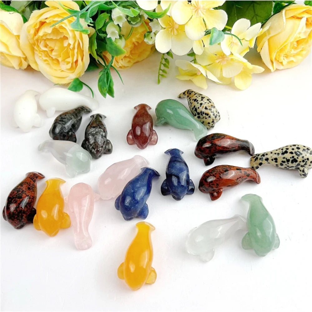 Wholesale 2 Inch Natural Stone Crystal Crafts Sea Cow Crystal Manatee for DIY Gifts