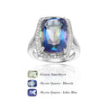 Abiding Cushion Cut Big Natural Gemstone Solid 925 Sterling Silver Engagement Halo Ring Women for Wedding
