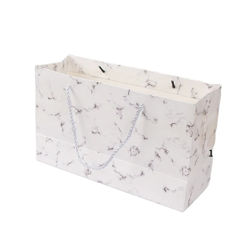 Custom Marbled Paper Craft Bag with Handle for Cake and Gift and Food Package Paper Bags