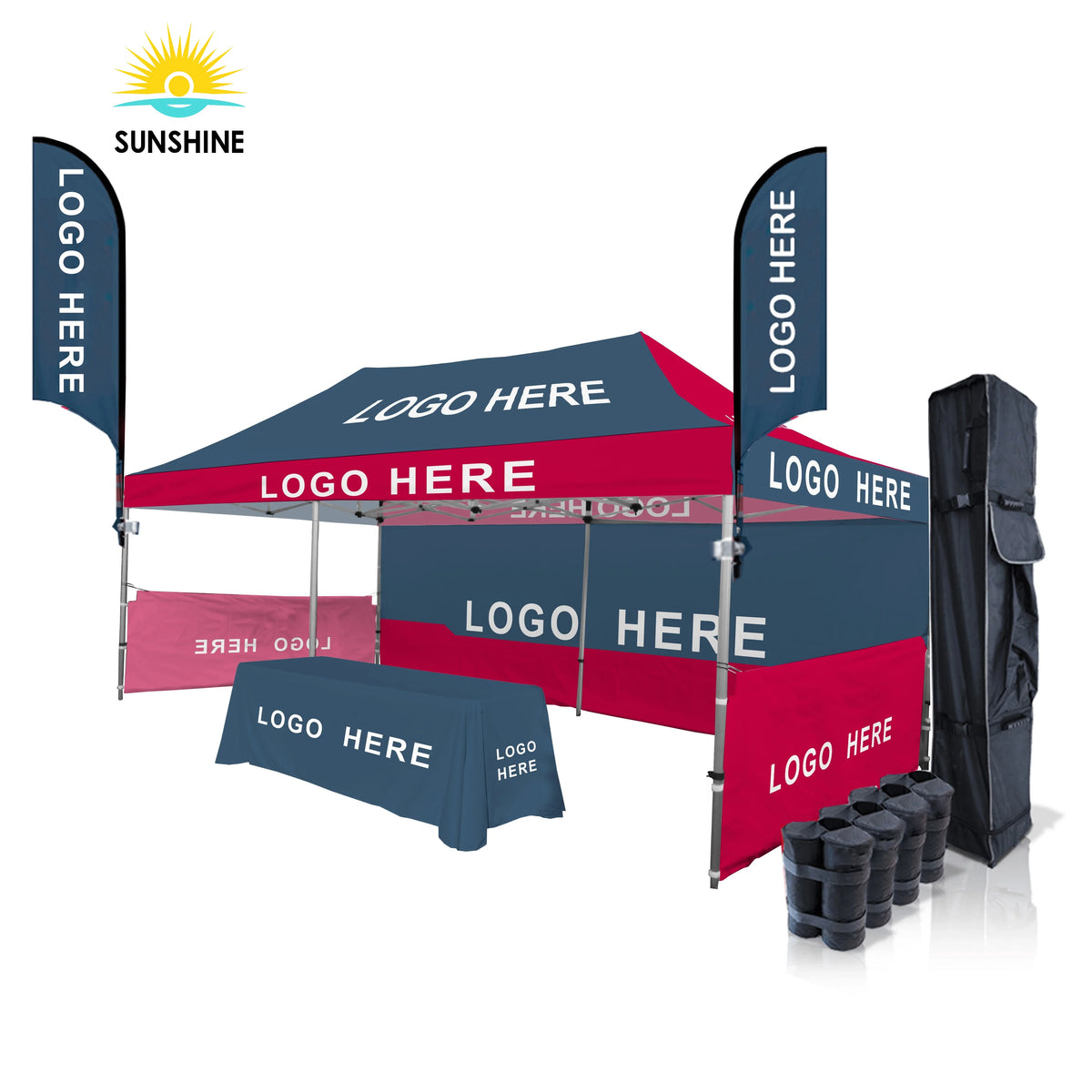 Custom Printing Easy Collapsible Pop up Trade Show Tent Dual Top Commercial 10x20 Canopy Tent Exhibition Booth Branding Package MegaBDM