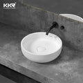 Kkr Solid Surface Bathroom Pedestal Sink Grey Stone Basin Stone Cabinet Wash Basin