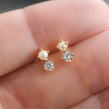 Aretes De Perla Simple Personality Fashion Small Ear Bone Earrings S925 Sterling Silver Fine Cz Pearl Stud Earrings for Women
