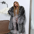 Janefur Thick Warm Winter Plus Size Luxury Women Real Fox Fur Jacket Trendy Long Fur Coat Jacket Hood for Ladies