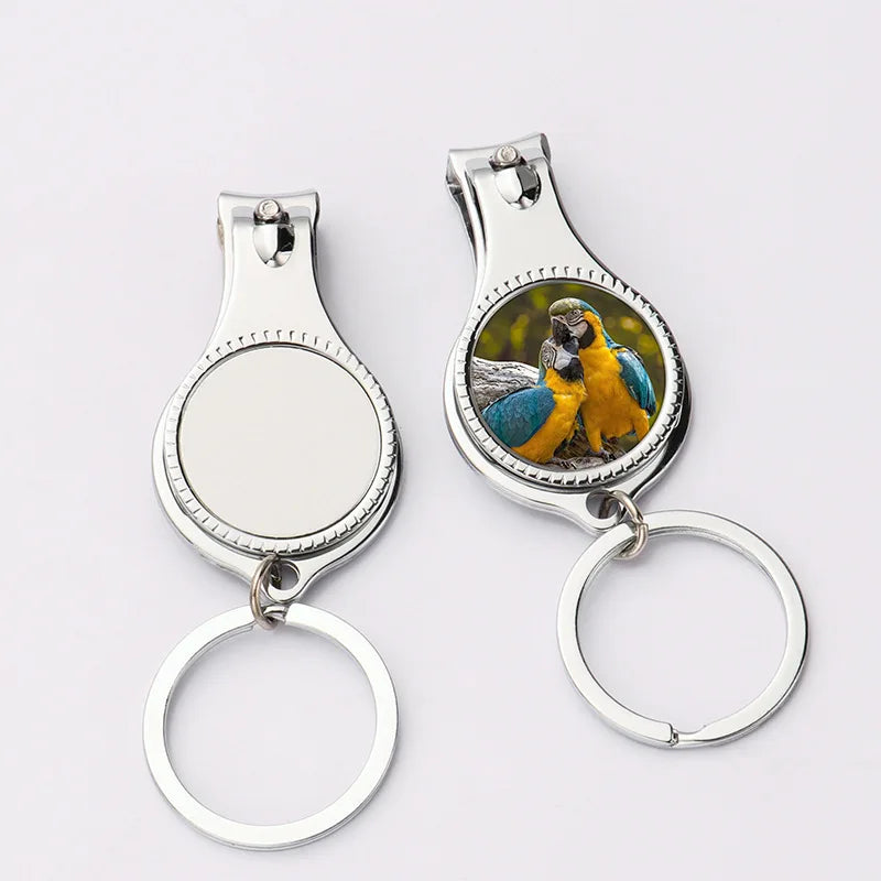Custom Creative Nail Scissor Keychain Sublimation Blank Metal Heat Transfer Printing Logo Printed Key Rings for Graduation