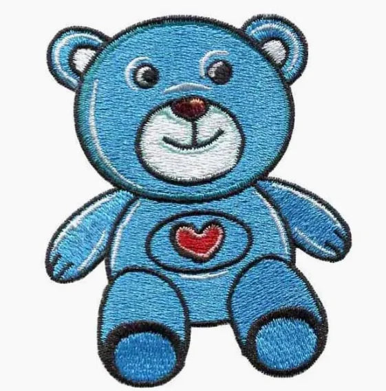 Cute Blue Bear Embroidered Iron-On Baking Patch Eco-Friendly Fabric Feature Mainly Made of Felt