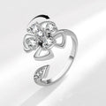 Cubic Zirconia Flower Relieving Stress Spinner Anxiety Fidget Ringfor Gifts Birthday Girlfriend Daughter