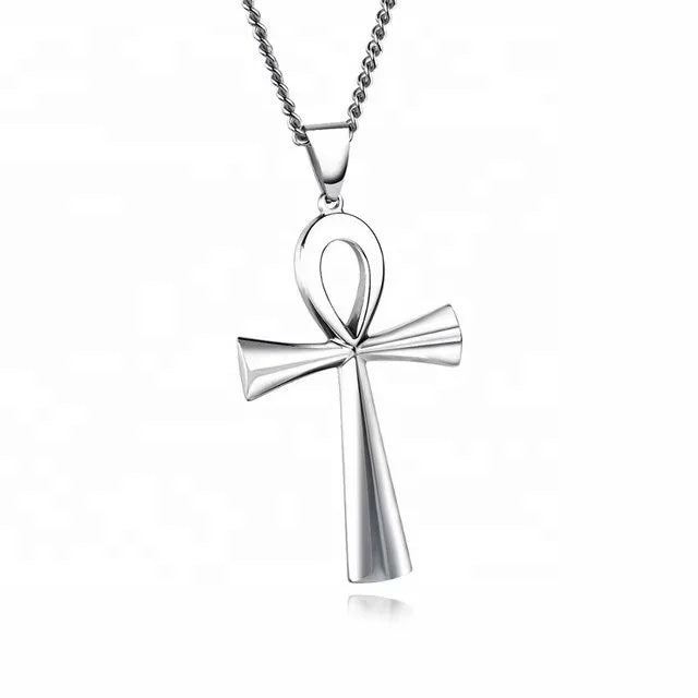 2021 Fashion Necklace for Men Glossy Stainless Steel Necklace Jewelry Cross Necklace for Men Women Girls