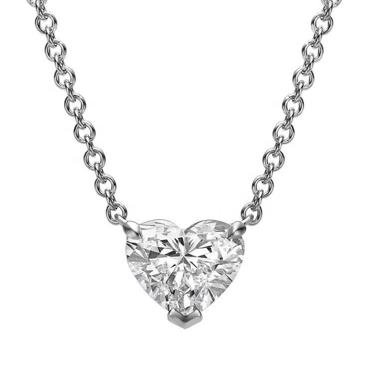 Romantic HPHT&CVD 1.0 2.0 Ct 3.0ct 4.0ct 5.0ct White& Yellow Gold Heart Cut Lab Grown Diamond Necklace Jewelry for Women MegaBDM