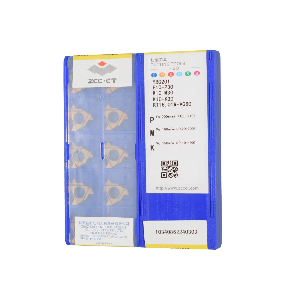 ZCC CT YBG201 RT16.01W-AG60 RT16.01N-AG60 Carbide Inserts CNC Threading Inserts Lathe Cutter Tools MOQ: 10pcs
