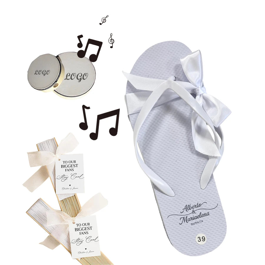 Custom Logo Wedding Flip Flops for Guests Bulk Sandal Dancing Slipper Beach Pool Party Lightweight Soft Summer Spring Autumn