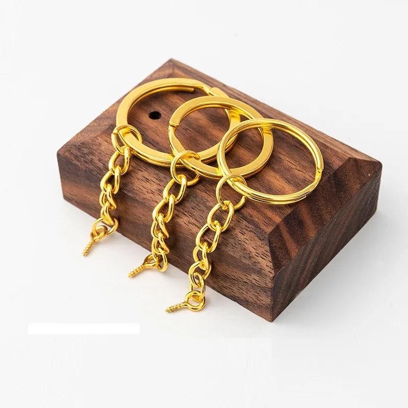 25mm 30mm Gold Key Chain Key Ring With Chain Hanging Sheep Eye Screw DIY Bag Accessories Key Chain Pendant Key Ring
