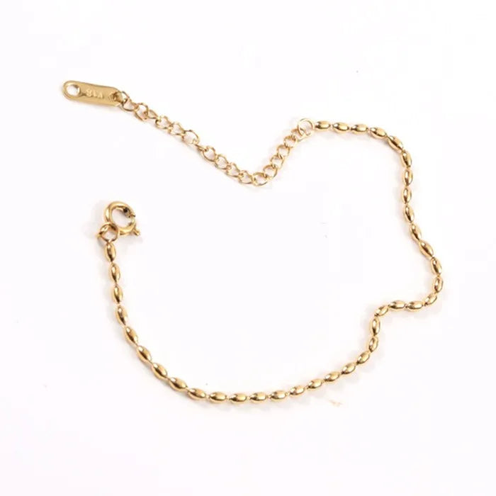 Lucky Simple Oval Shape Stainless Steel Balls Beads Bracelet for Women