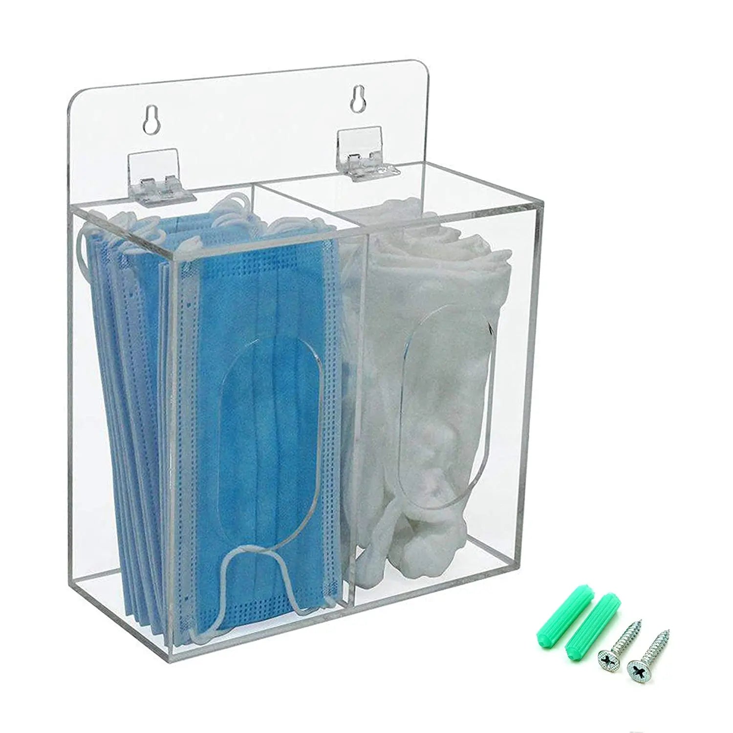 Acrylic Disposable Mask and Hairnet Dispenser Box Holder with Lid for Disposable Emesis Bag and Hairnet Wall Mount Holes