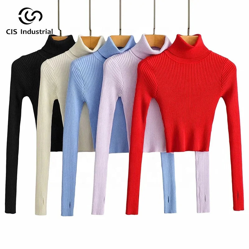 Custom Women's Turtleneck Cable Knit Wool Sweater Jeweled Detail Knitwear Manufacture Private Label Autumn/Winter Front