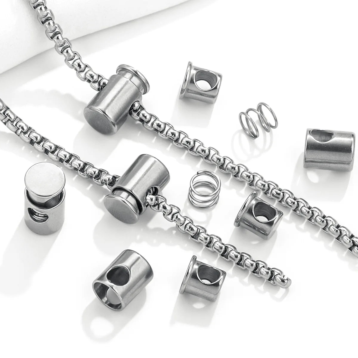 Spring Clasps Charm Decorative Springing Rope Lock Chain Cord Stopper Dual Holes Clothes DIY Crafting Toggle Clip Spring Clasp