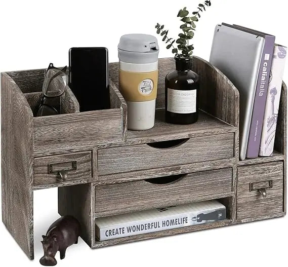 Large adjustable wooden desktop storage box for office supplies storage shelves for bookshelves and fixed divider brackets