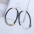 TongLing Necklace Alloy Strand String Black Cord Rope Textured Smile Designer Choker Necklace for Women