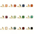 Chakra Spiritual Healing Crystal Simple square 925 Sterling Silver Needle Ear Studs for Anti Stress and Anxiety
