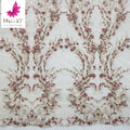 Top End Heavy Handmade 3d Beaded Pearls Lace With Sequins High Quality French Embroidery pink Wholesale 5 Yards HY1718-4