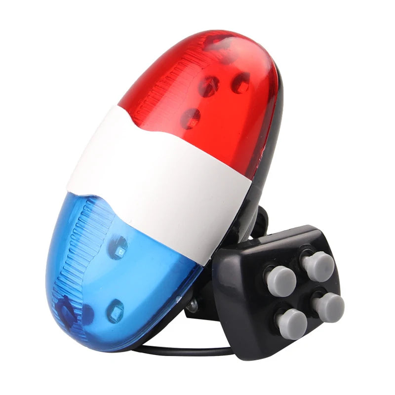 Safety Cycling Waterproof Electronic Siren Bike Bell Sound Light with 6 LED Lights and 4 Sounds Trumpet