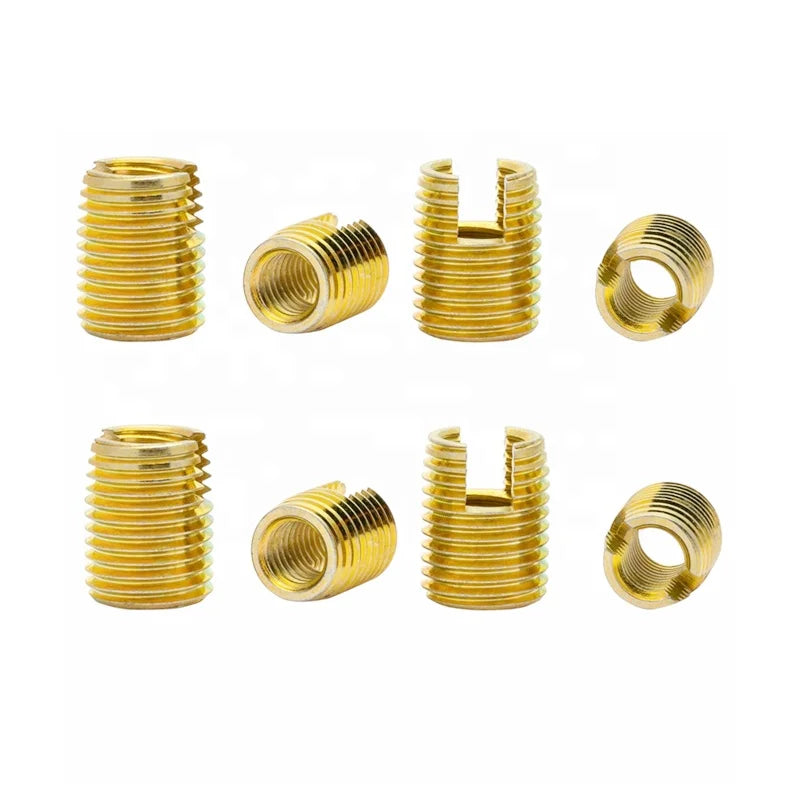 302 Slotted Thin-walled 300SUS/Steel Custom Self Tapping Inch Thread Inserts M10*1.25-M12*1.25-15L Yellow Zinc Finish for