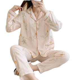 Women's Hot Selling Multiple Color Lapel Printed Pajama Set