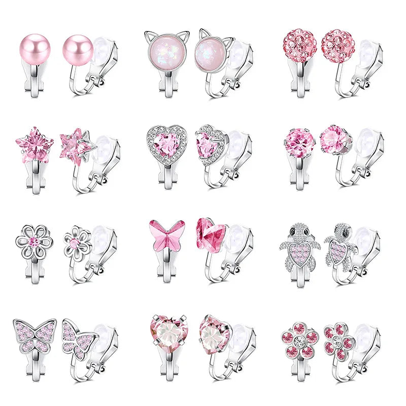 JOYFFO Women's Silver Gold Tone Clip-On Earrings Non-Pierced Teardrop Square CZ Pearl Twist Knot Fashionable Earrings
