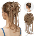 SARLA Women's Gold Messy Elastic Hair Piece Wholesale Synthetic Straight Bun Postiches Chignon with Rubber Band Attachment